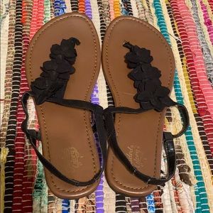 Black Flower Sandals